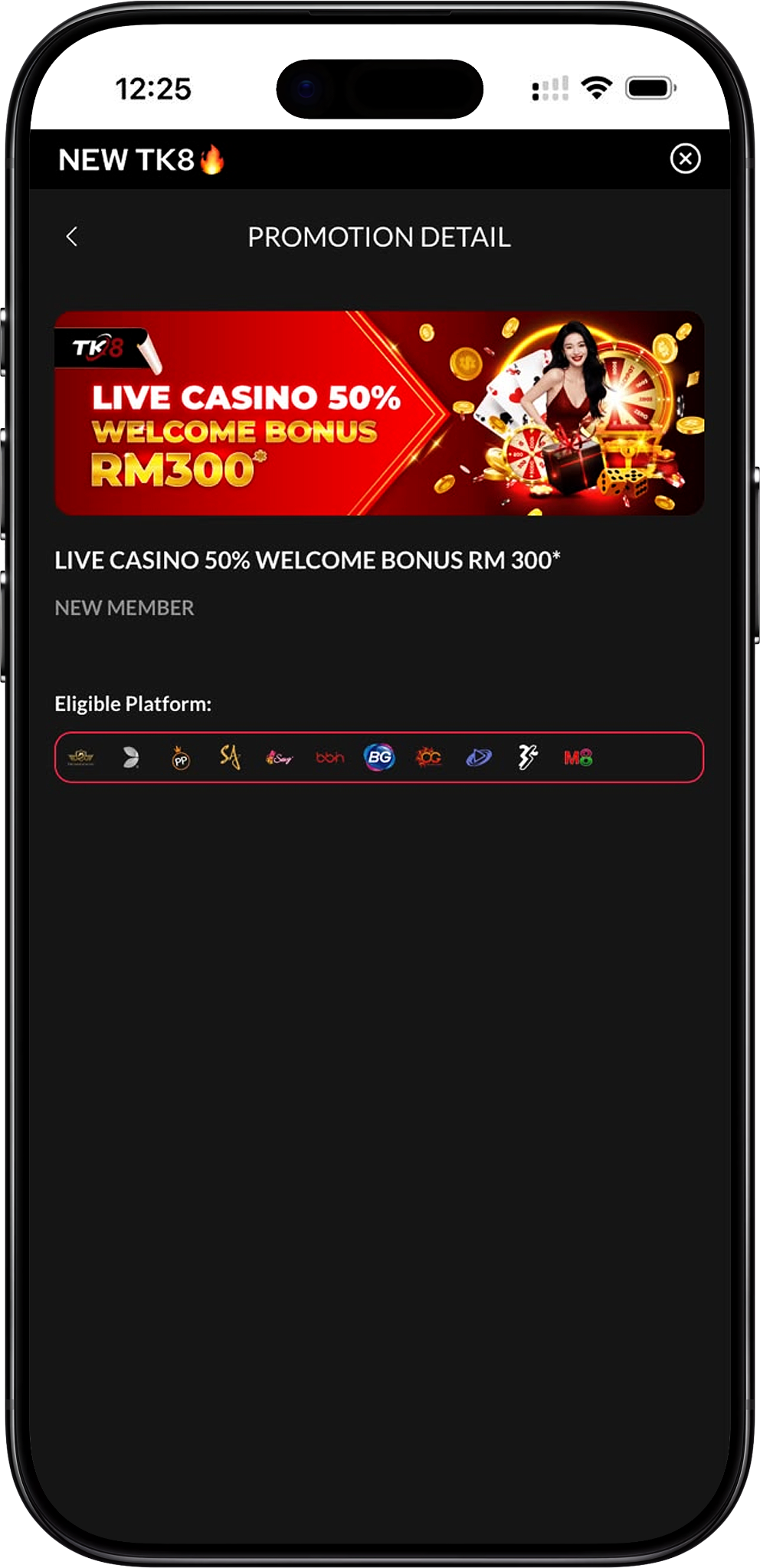 LIVE CASINO 50% WELCOME BONUS RM 300* Overview