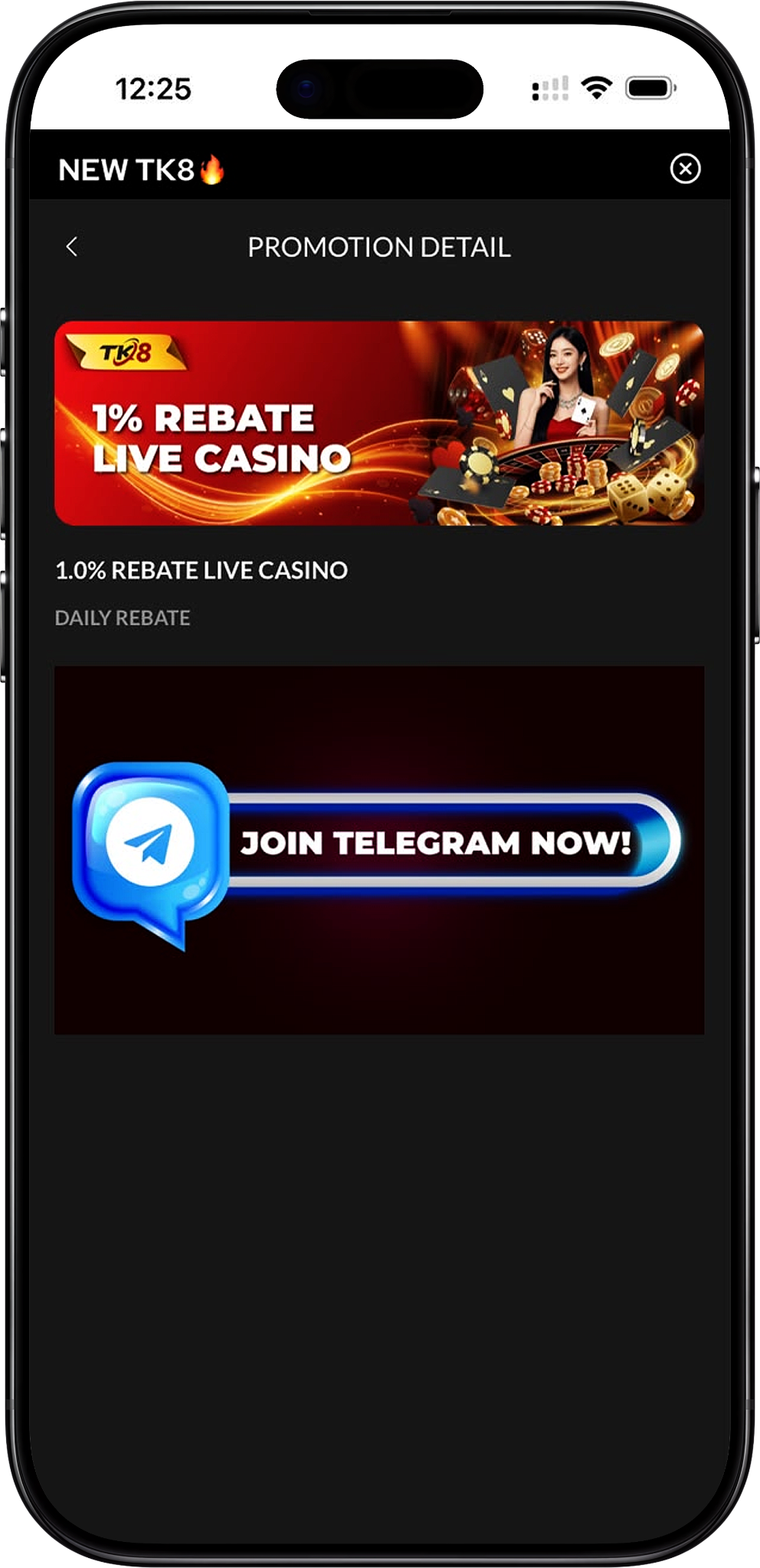 1.0% REBATE LIVE CASINO Overview
