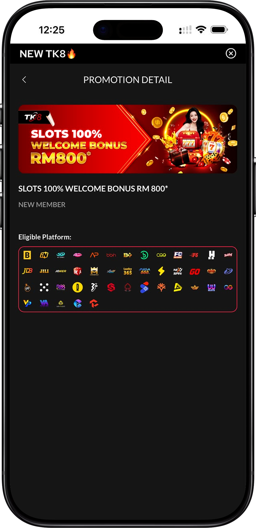 SLOTS 100% WELCOME BONUS RM 800* Overview